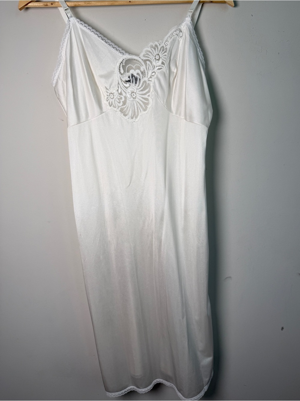 Vintage La Tendresse Full Slip Dress White Lace Applique Sz 36 (US M)